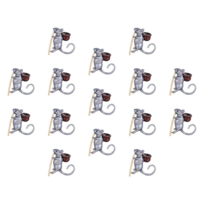 15Pcs Animal Shape Pin Brooch Set - Small Mouse Zodiac Jewelry Accessories