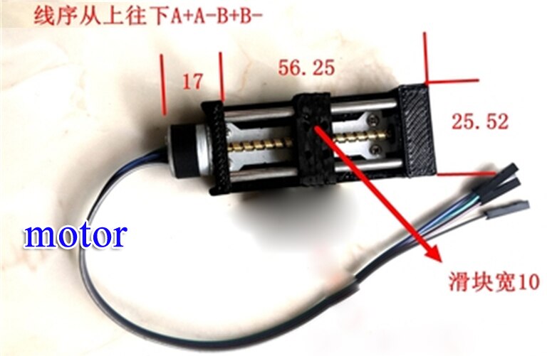 Motor paso a paso de tornillo lineal micro de 15mm, 2 fases, 4 cables, usado con deslizador de soporte