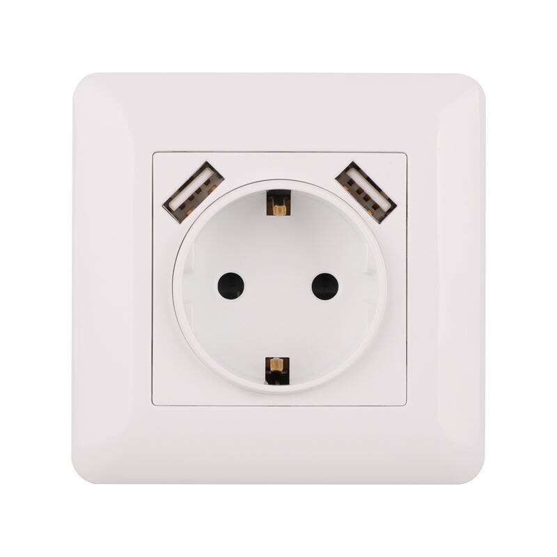 EU Standard Electrical Wall Charger Adapter Charging Wall Germany Plug Socket Power Outlets,White,16A,Grounded,PC Panel: eu socket