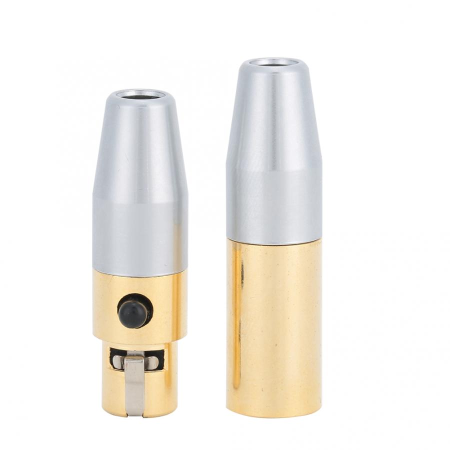 1 Pair Copper Plated Gold-Plated 3-Core MINI XLR Welding Connector DIY Soldering Head for Audio Cables