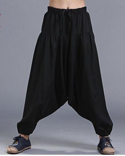 Samurai japonés pantalones de tiro caído Boho pantalones bombachos holgados Hiphop baile de pantalones de chándal de algodón ropa de bebé 71907: L / 2