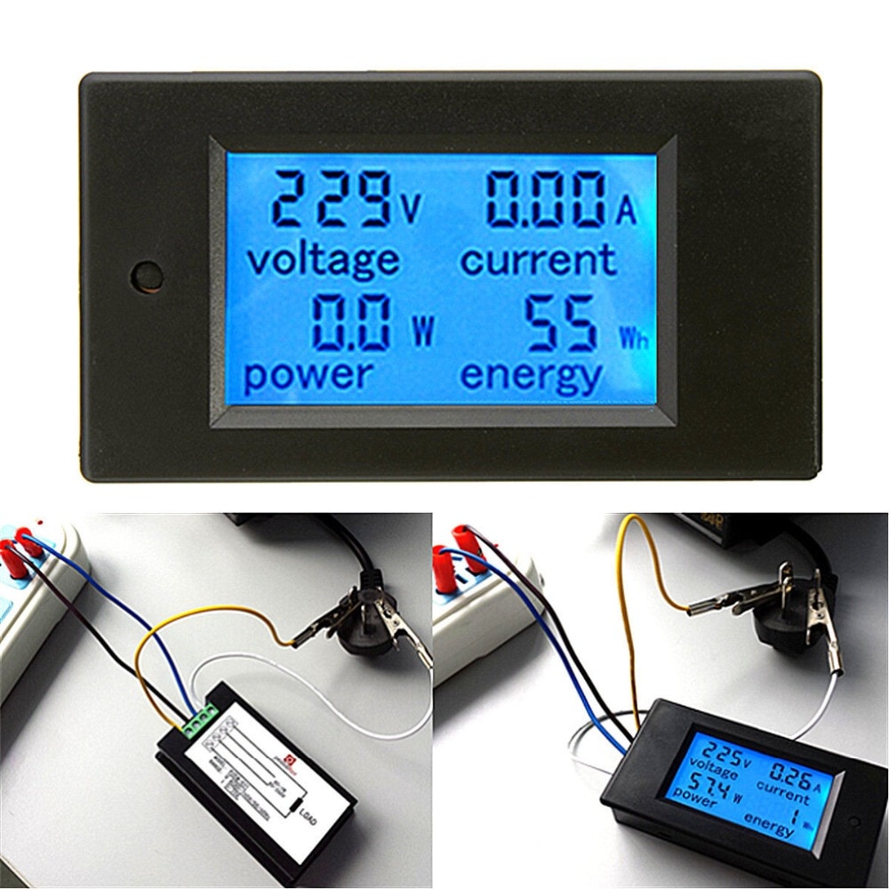 AC 20A Power Meter Monitor Volt Amp kWh Watt Digital Combo Meter AC110V 220V Voltmeter Amperemeter