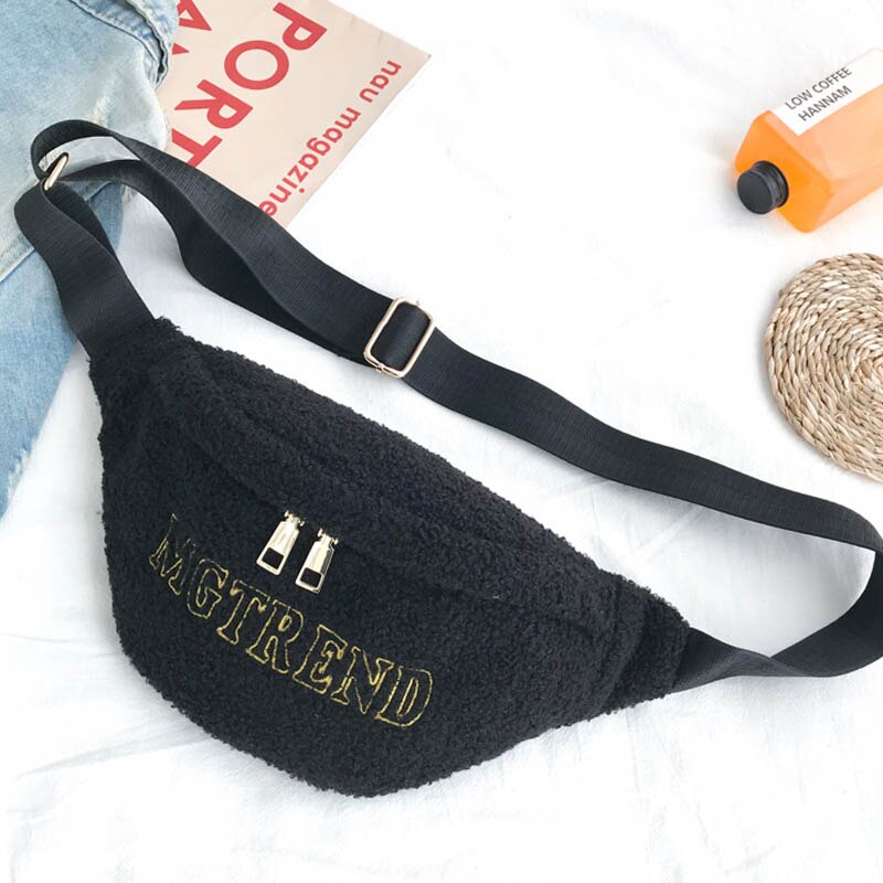 Waist Bags For Women Fur Chest Bags Winter Warm Plush Crossbody Bag Ladies Fanny Pack Faux Fur Chest Purse Casual Belt Pack