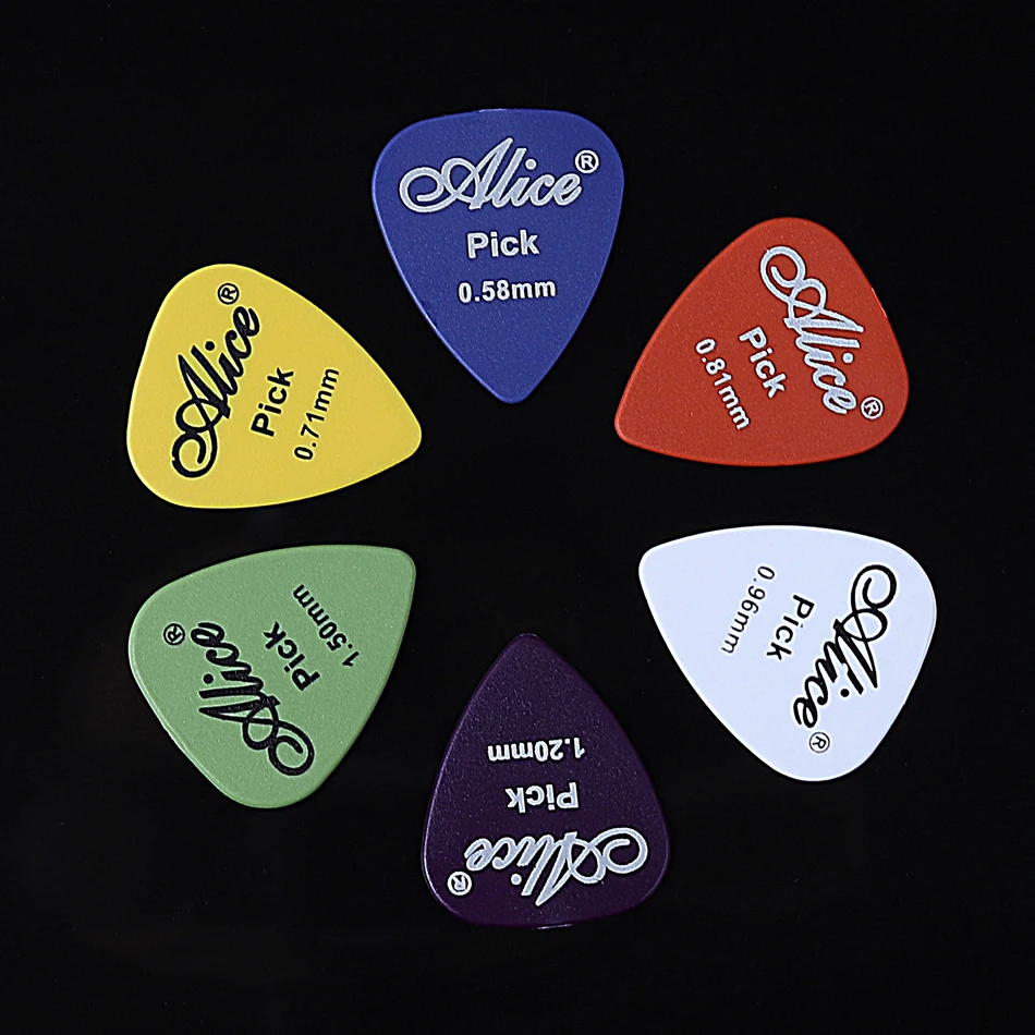 Alice AP-100Q 100 Uds púas de guitarra eléctrica acústica ABS mate púa antideslizante 6 espesor para elegir