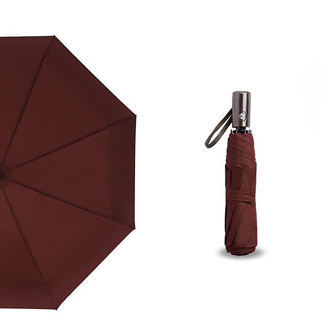 Automatic 3 Folding Aureate Handle Big Umbrella Rain Women Luxury Windproof Stand UV Umbrella Ideas Paraguas: Brown