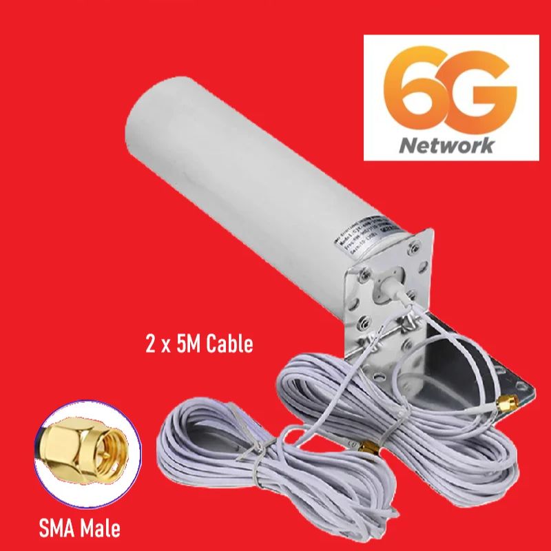 HWATEL 5G 4G Wifi External Omni Directional Omnidirectional Mimo 2x2 Antenna for Router Modem Repeater Extender SMA CRC9 TS9