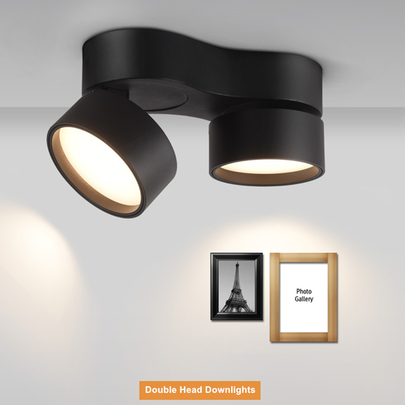 Surface Mounted LED Downlight 2 Head Dimmable Rotatable Foldable Lamp Ceiling Spot Light For Indoor Lighting