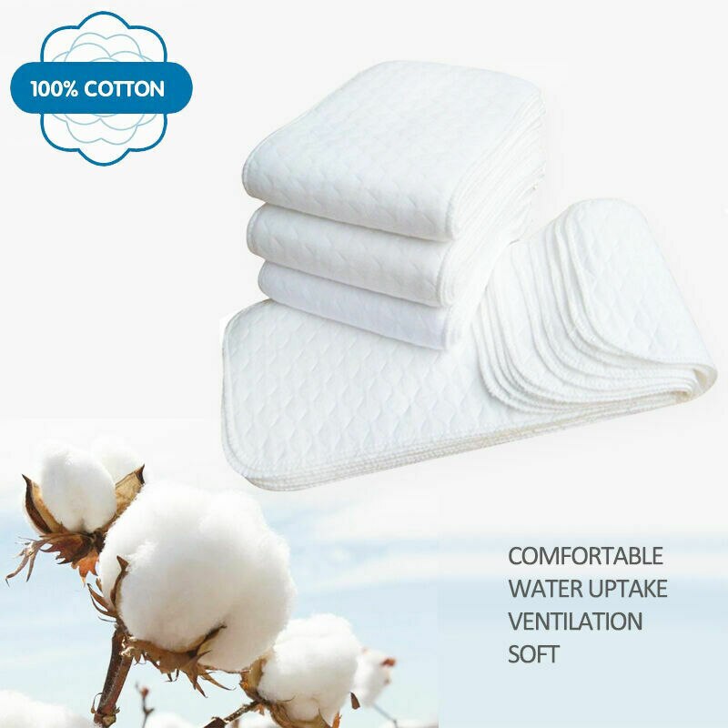 pañal de tela para bebé de algodón puro reutilizable de 10 Uds de absorción de agua