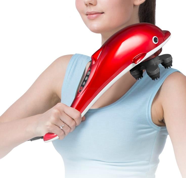 Elektrische Dolfijn Handheld Stimulator Trillingen Infrarood Nek Voeten Massage Hamer Roller Relax Gezondheid Massage Stok