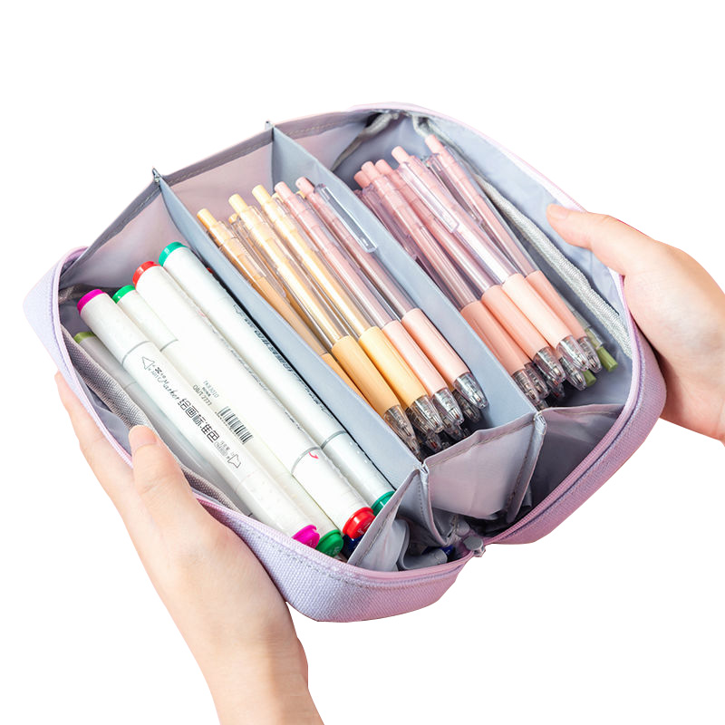 Estojo escolar de 3 camadas para meninos e meninas, material escolar de papelaria