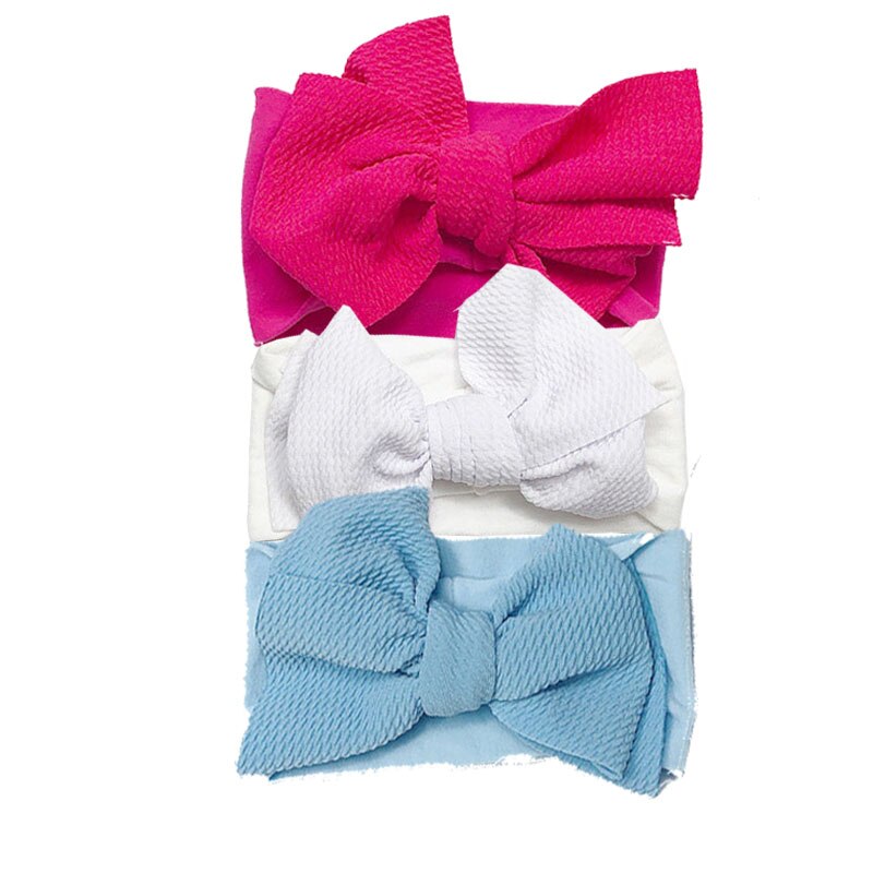 3Pcs/set Big Bows Baby Girl Headband Soft Elastic Nylon Baby Headband Solid Color Toddler Infant Girls Hair Accessories