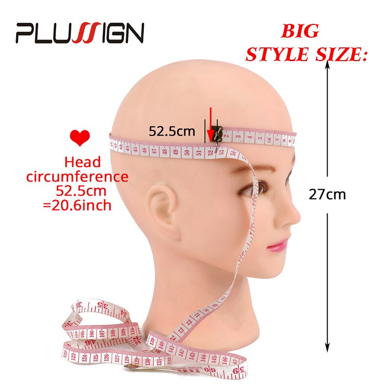 Plussign Mannequin Head Female Bald Model Wig Making Tools Hat Stand Head For Wig Dark Brown And Begie Color For Wome 20.5 Inch