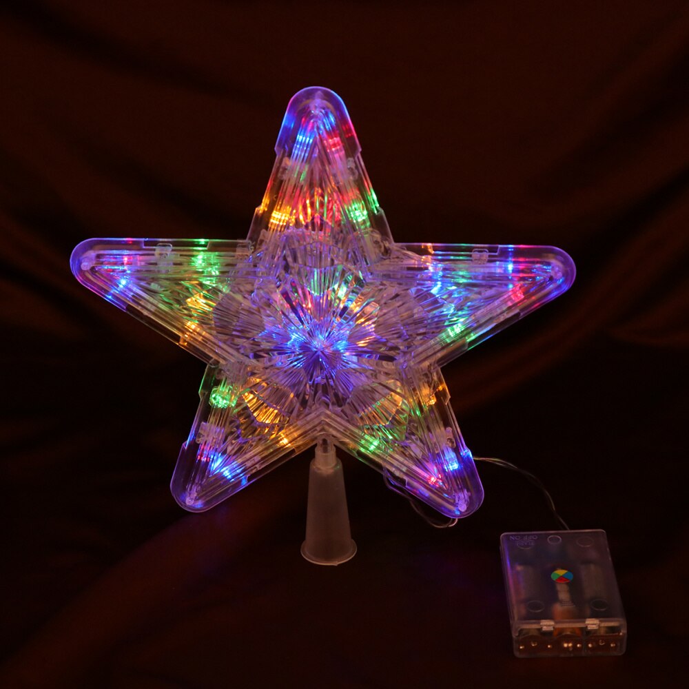 LED Christmas Tree Topper Glowing Treetop Star Lights Home Decor Party Supplies (Warm White 30LEDs)