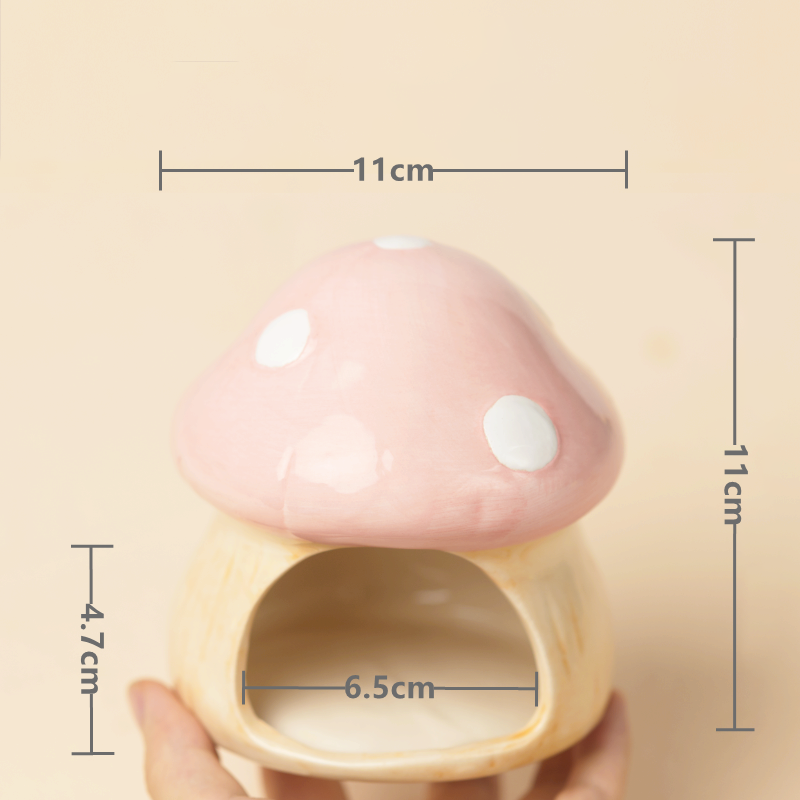 Casa de setas de cerámica para mascotas, artículos para mascotas, jaula para hámster, cuenco pequeño para mascotas, para conejo, hurón, rata, Chinchilla, erizo, productos para mascotas, 2023: SCARLET