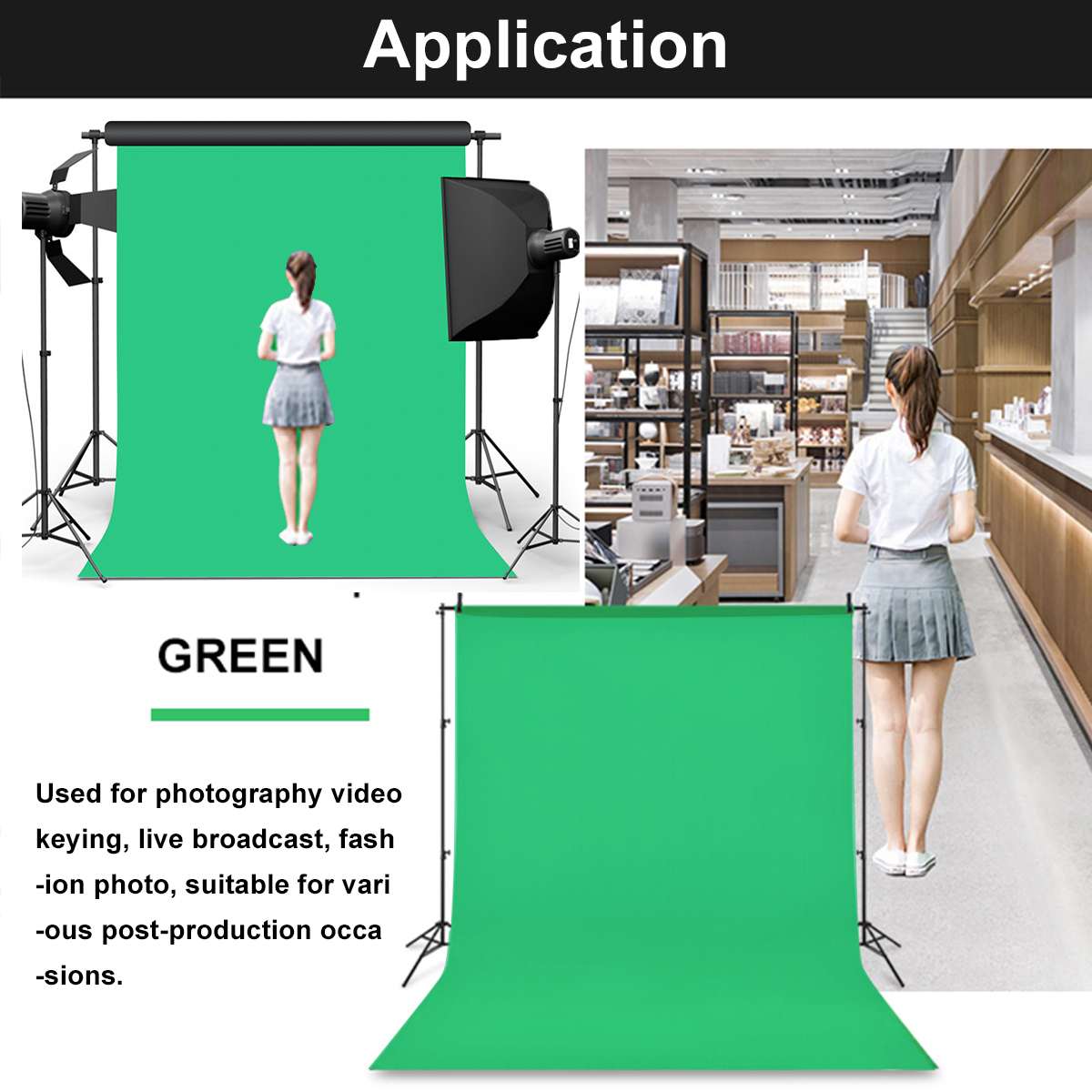 160x300CM Photography Photo Studio Simple Background Backdrop Non-woven Solid Color Green Screen Chromakey 3 Color Cloth /Stand