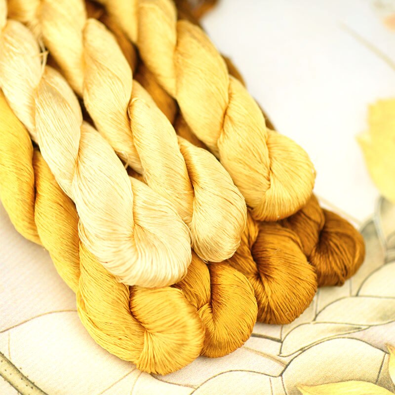 silk embroidery thread / 100% silk thread /hand embroidery embroider cross stitch/yellow series/7 pure colors: 7 colors