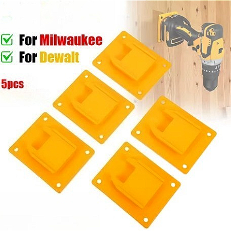 5 Packs Tool Mount Storage Bracket Wall Mount Machine Electric Tool Holder for Dewalt/Milwaukee Tool Machine Drill Holder Slots