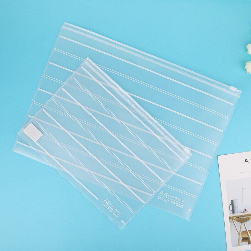 PVC A4 A5 Clear Transparent Plastic Waterproof Stationery Case Zipper Bag Pouch 24BB