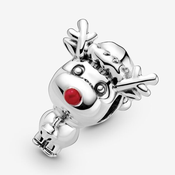 Ægte 925 sterling sølv perler rudolph rød næse rensdyr charme fit pan armbånd armbånd kvinder diy smykker jul
