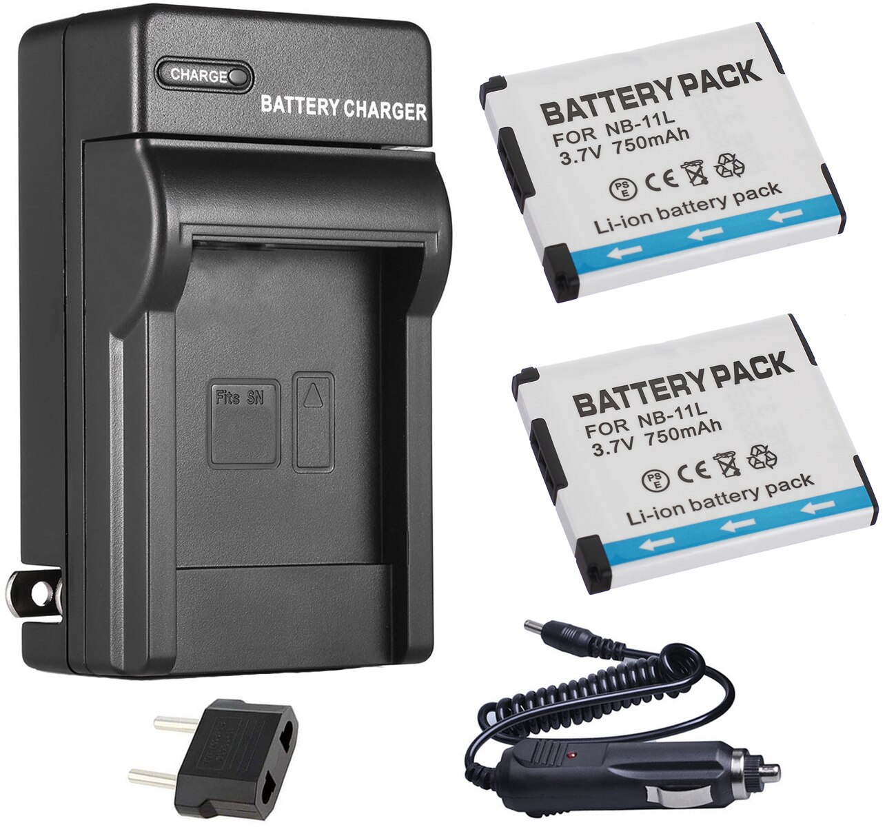 Batterie (2-Pack) + chargeur pour Canon IXUS 162, 165, 172, 175, 177, IXUS162, IXUS165, IXUS172, IXUS175, IXUS177 appareil photo numérique: 2B and Wall Charger