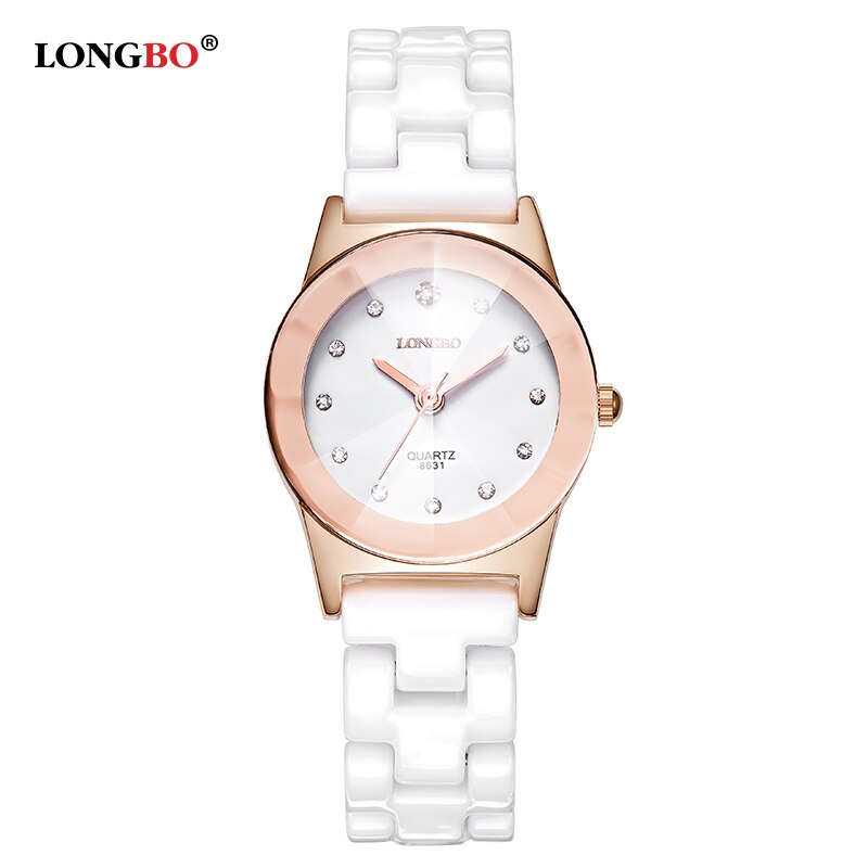 Luxury White Ceramic Water Resistant Classic Easy Read Sports Women Wrist Watch Top Lady Rhinestone watch