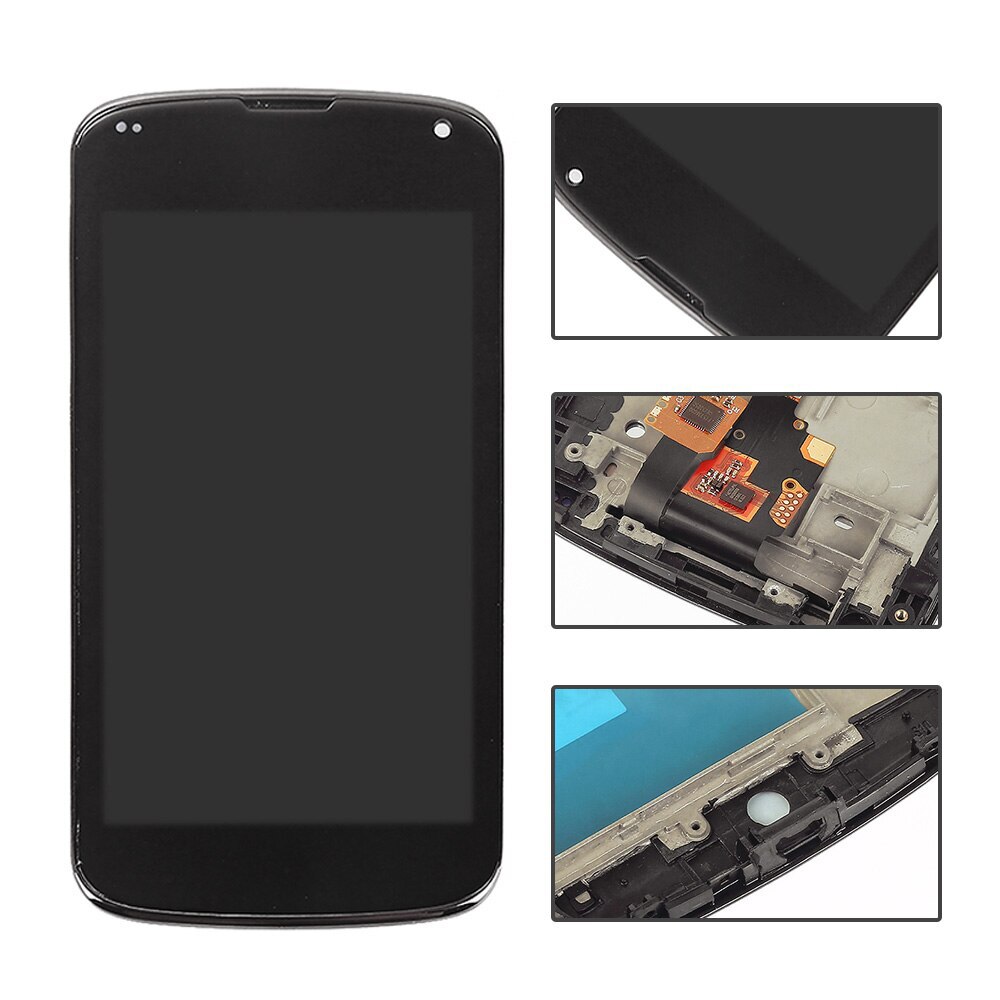 4.7" Original E960 For LG Google Nexus 4 LCD Touch Screen Digitizer Assembly Replacement For LG Nexus 4 Display with Frame