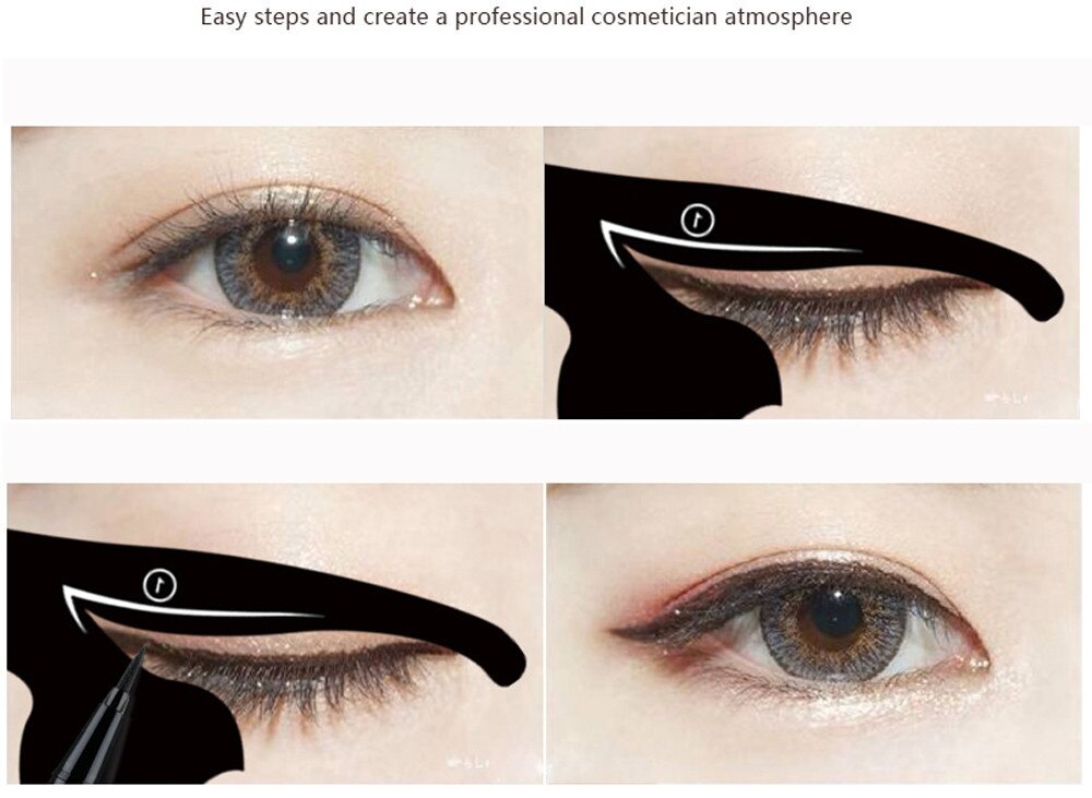 Diy 2 Stks/set Vrouwen Kat Lijn Eyeliner Stencils Pro Eye Make-Up Tool Eye Shaper Template Model Te Maken