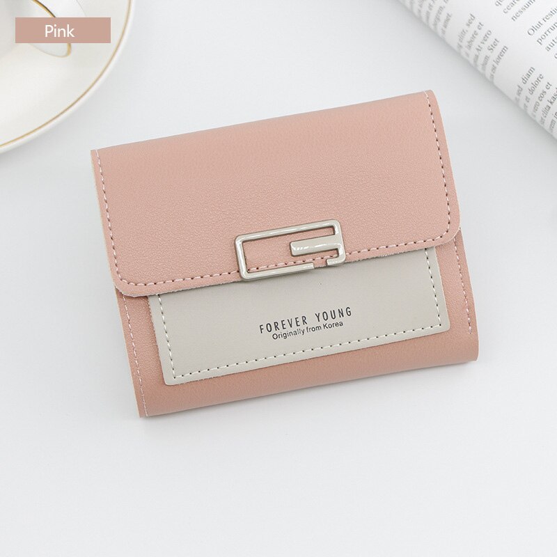 AIREEBAY Mini Portemonnee Vrouwen Mode Portemonnee Vrouwelijke Korte Kleine Portefeuilles Koreaanse Stijl Studenten Mooie Roze Portemonnee Vrouwelijke Portemonnee: A7016pink