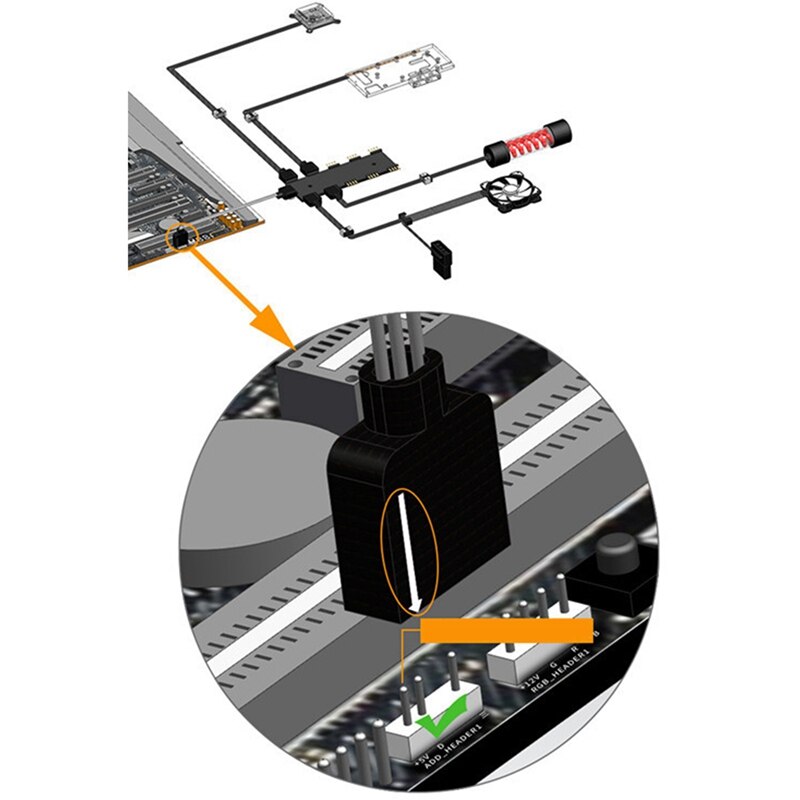 -SATA 12V 4Pin RGB AURA 3 Button Controller With 5 Splitter Hub Adapter Cable For RGB Strip Lighting Fan Cooler