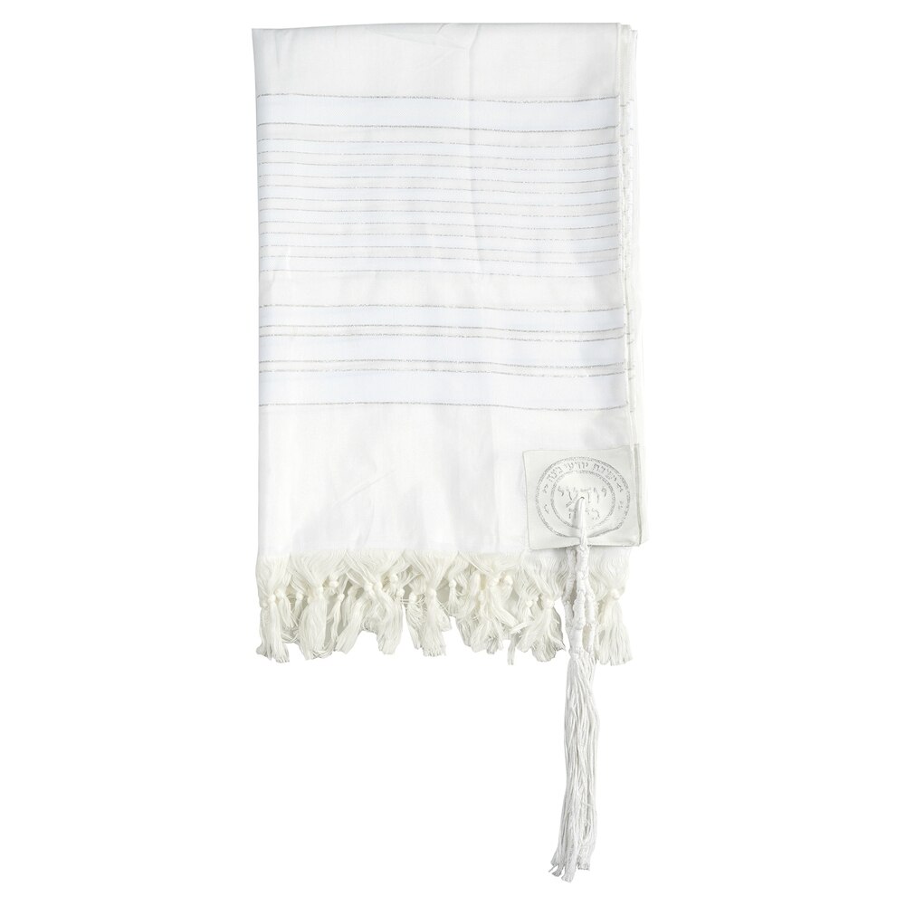 Judaica Israel Jewish Talit White Polyester Large Size Prayer Shawl Tallit: 130x180.cm