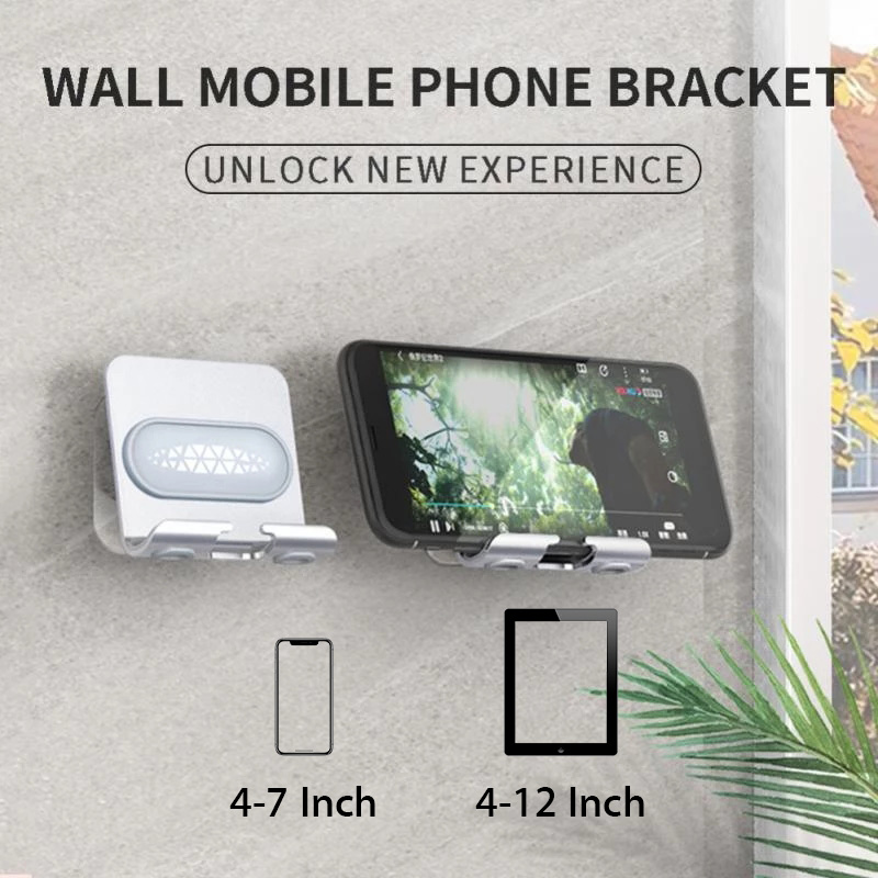 Metal Wall Mount Phone Holder Stand for Smartphone Tablet Shower Phone Holder Wall Mounted Organizer Storage Adjustable Bracket