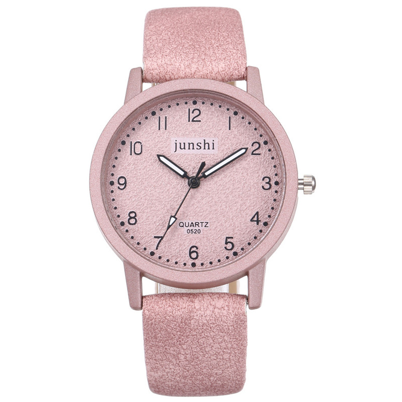 Best Selling Vrouwen Horloge Mode Romeinse Cijfers Dial Dames Quartz Horloge Exquisite Lederen Band Klok Zegarki Damskie @ 50: Pink