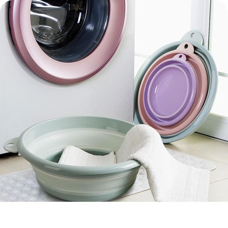 portable folding washbasin household plastic laundry tub travel thickened large wash basin plastic basin