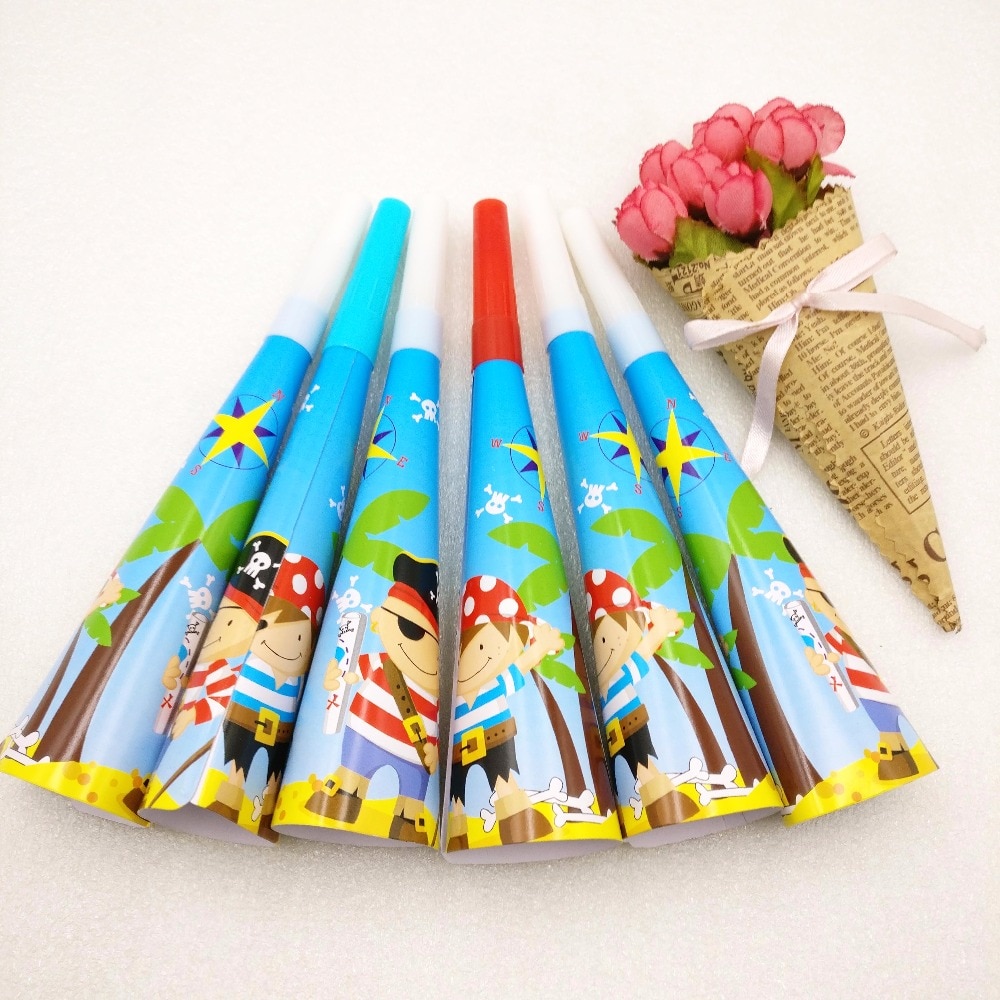 6pcs/bag Cartoon Pirate Party Noise Maker/whistle Favor Birthday Party Decoration Supplies Whistles Anniversaire Noise Maker