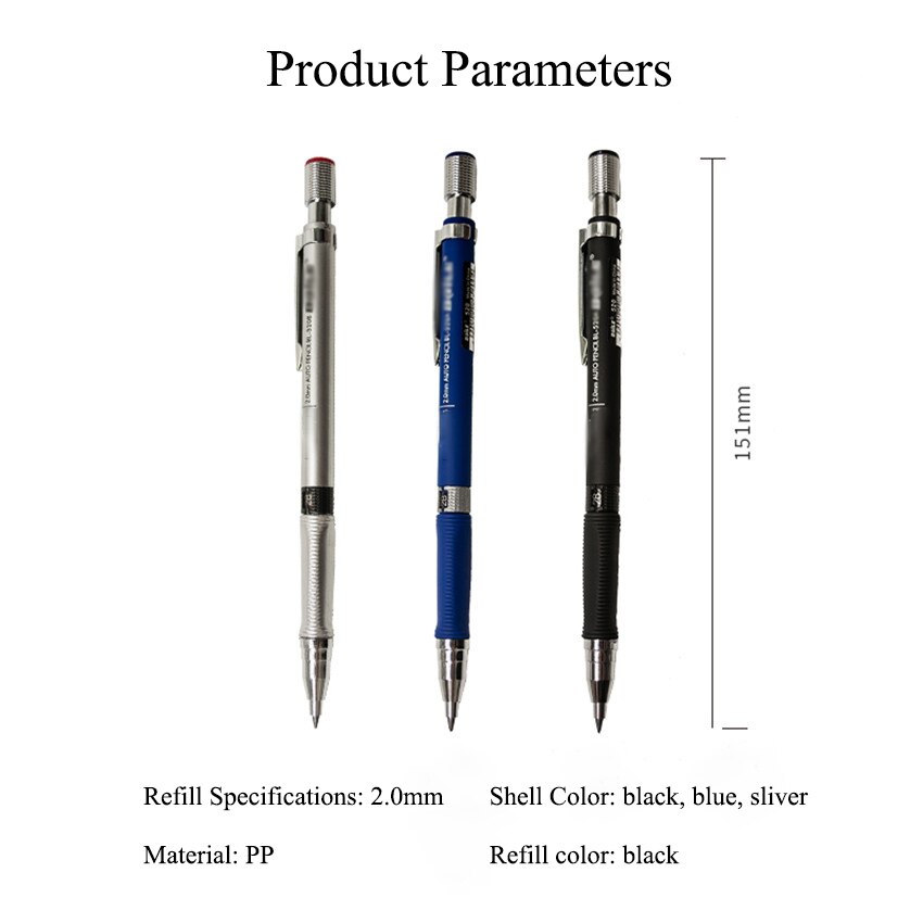 1PC 2.0mm Automatic Pencil Writing Mechanical Pencils For Student Drawing Stationery Supplies, Pen Cap With Pencil Sharpener