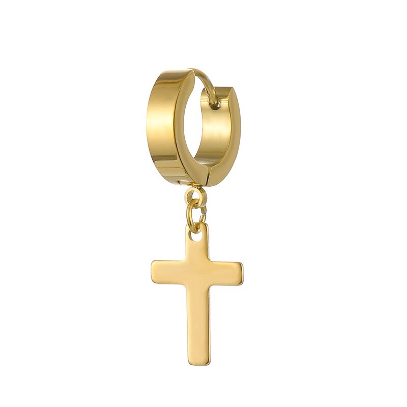 Harajuku Mode Kruis Oorbellen Punk Cool Egirl Meisje Cross Chain Hanger Oorbellen Voor Vrouwen Mannen Bff Straat Hip Hop Sieraden: gold