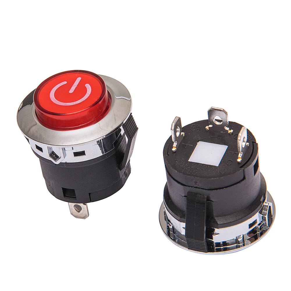 Interruptor de arranque de un botón para coche eléctrico para niños, interruptor de alimentación de 3 pines para coche de batería de bebé: Rojo