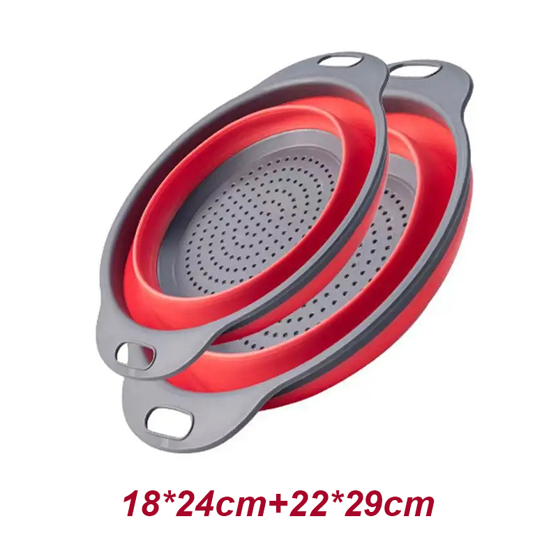 Escurridor plegable de silicona para frutas y verduras, colador plegable, colador de cocina para alimentos, Pasta, utensilios de cocina, dispositivo de drenaje, 2 uds.: Gris claro