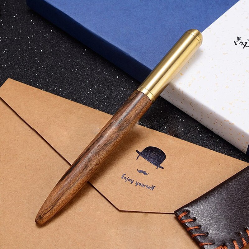 Mahogany Sandalwood Brass Pen Signature Pen Luxury Wood Fountain Pen Ink Pen Nib 0.5mm: Tiger skin