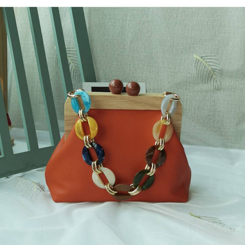 Klamerka damska torba na ramię akrylowa Chian damska torebka Kisslock kobieta twarda obudowa Crossbody torby dla kobiet 2020 nowy: pomarańczowy A