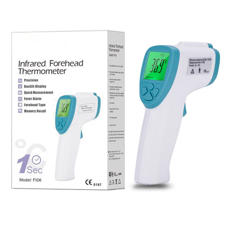 Termómetro digital infrarrojo para la frente, medidor de temperatura sin contacto con pantalla lcd para la temperatura de la frente, para la leche y el bebé, medidor electrónico de agua para la cocina: Blue(Model FI06)