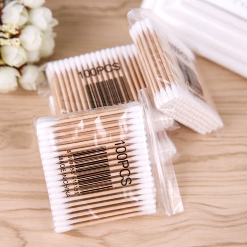 10packs Cotton Swabs Double Tip wooden Stick Cotton Swabs/Cotton Buds/Ear Buds Qtips T20