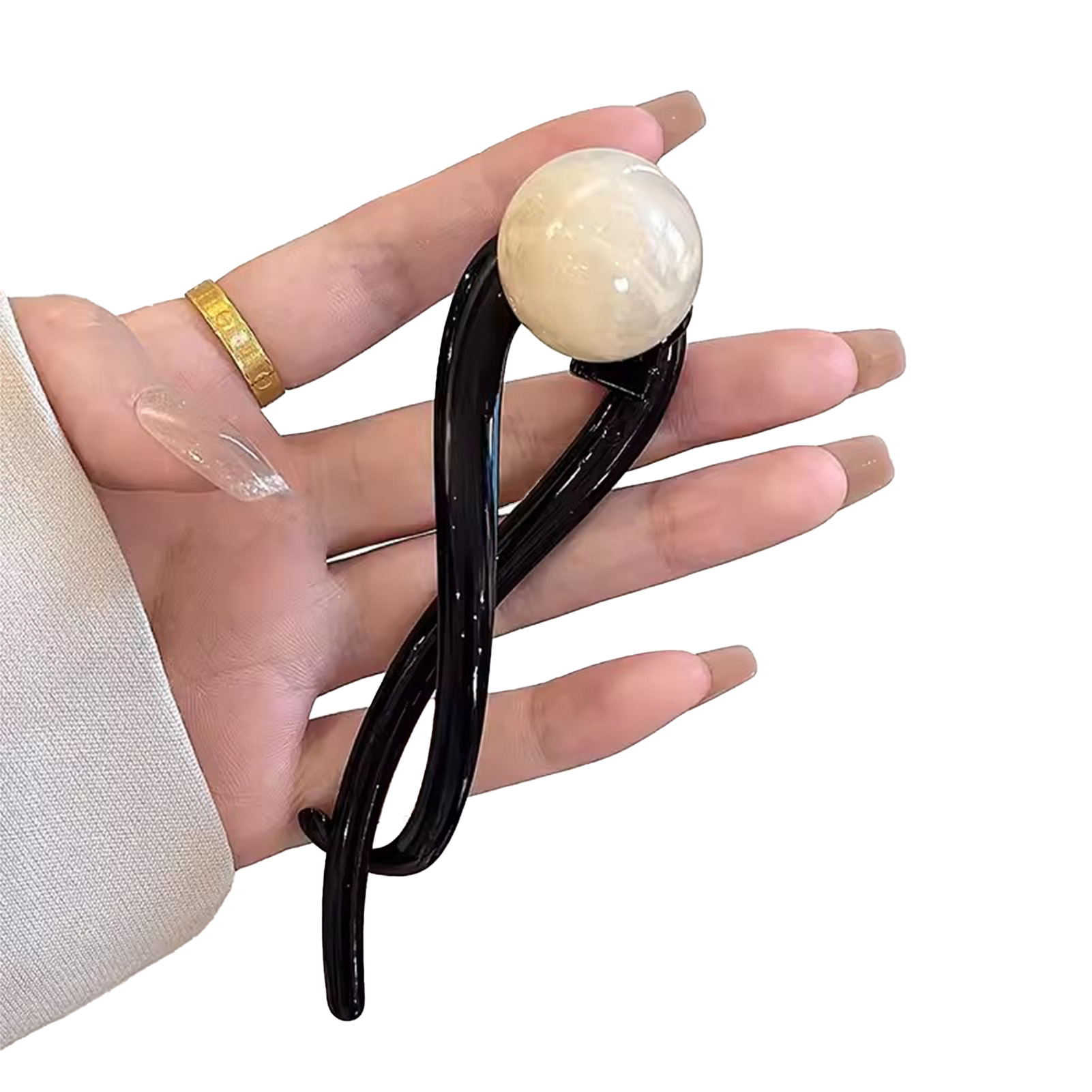Pasadores de verano para mujer, horquilla con forma de bola colorida Vintage, accesorios para el cabello de viaje para compras diarias, pinza para el cabello de tiburón grande, 1 ud.: Negro
