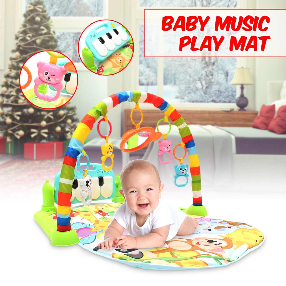 Speelkleed Baby Tapijt Muziek Puzzel Mat Met Piano Toetsenbord Educatief Rack Speelgoed Baby Fitness Kruipen Mat Voor Kids gym