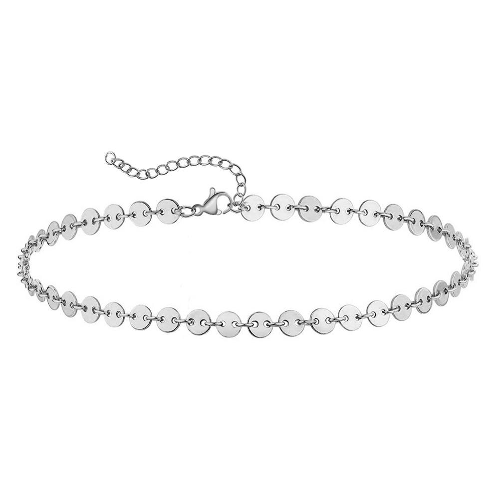 Aço inoxidável lantejoulas tornozeleira para mulher camadas duplas descalço sandálias coração pé pulseira anklet boho praia jóias presente: A-Silver