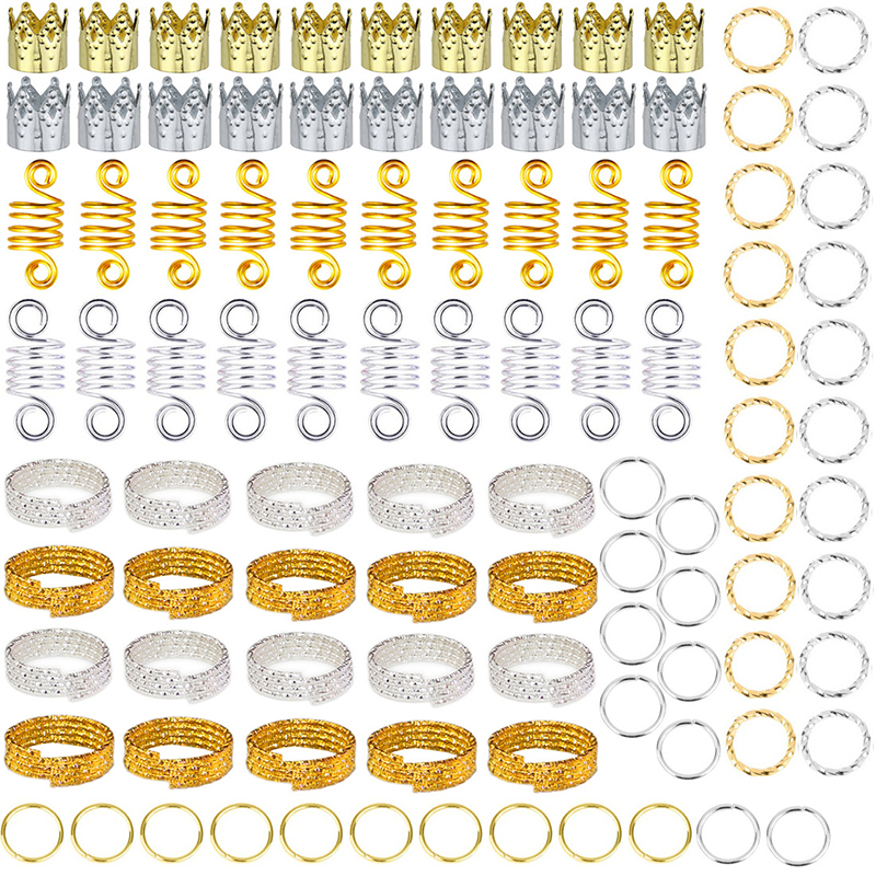100 STUKS Goud Zilver Metaal Haar Ringen Afrikaanse Haar Manchetten Buizen Vlechten Sieraden Accessoires Dreadlock Decoraties Dread Kralen