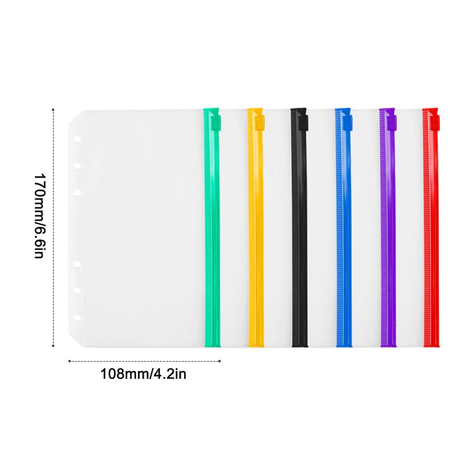 24 Uds transparente bolsillos presentación bolsas archivador con agujeros carpetas con cremallera de hoja suelta bolsa A6 para 6-anillo Notebook