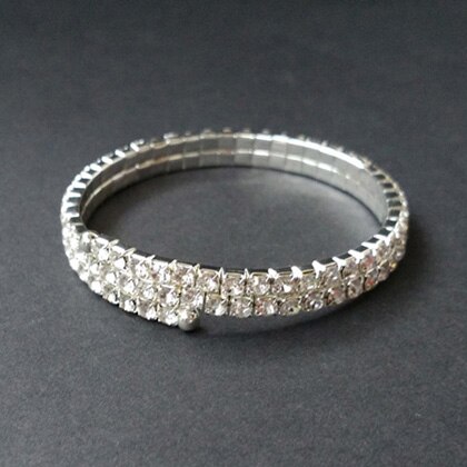 TDQUEEN Armreifen Silber Überzogene Pulseiras Armband Kristall Strass Multi-reihe Spiral Armreif Armband für Frauen: 2rowSilver