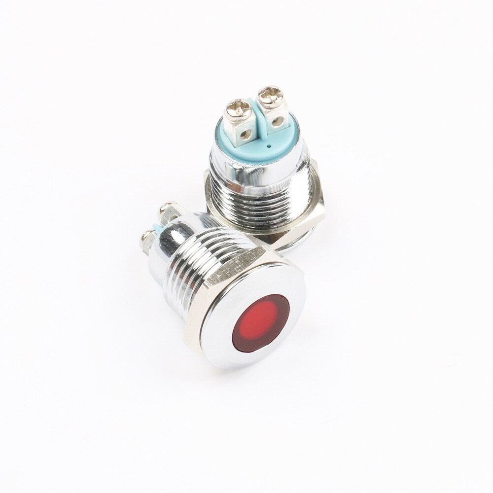 LED Metal Indicator light Flat 12mm waterproof Signal lamp LIGHT 3V 6V 12V 24V 220V screw connect red yellow blue 12ZSD.DM.L