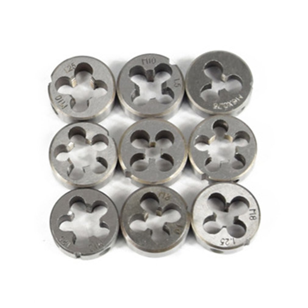 11 Pcs Metric Tap Die Set Carbon Steel Screw Thread Drill Kit Taps Wrench Kit Thread Gauge Hand Tools